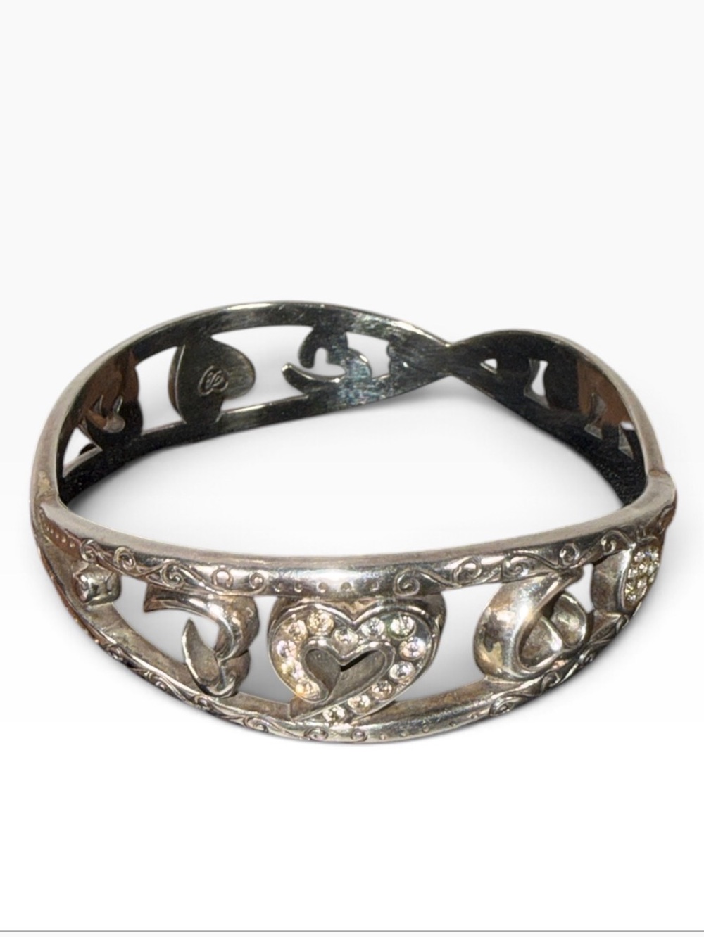 Brighton Silver Heart Accent Cuff Bracelet -